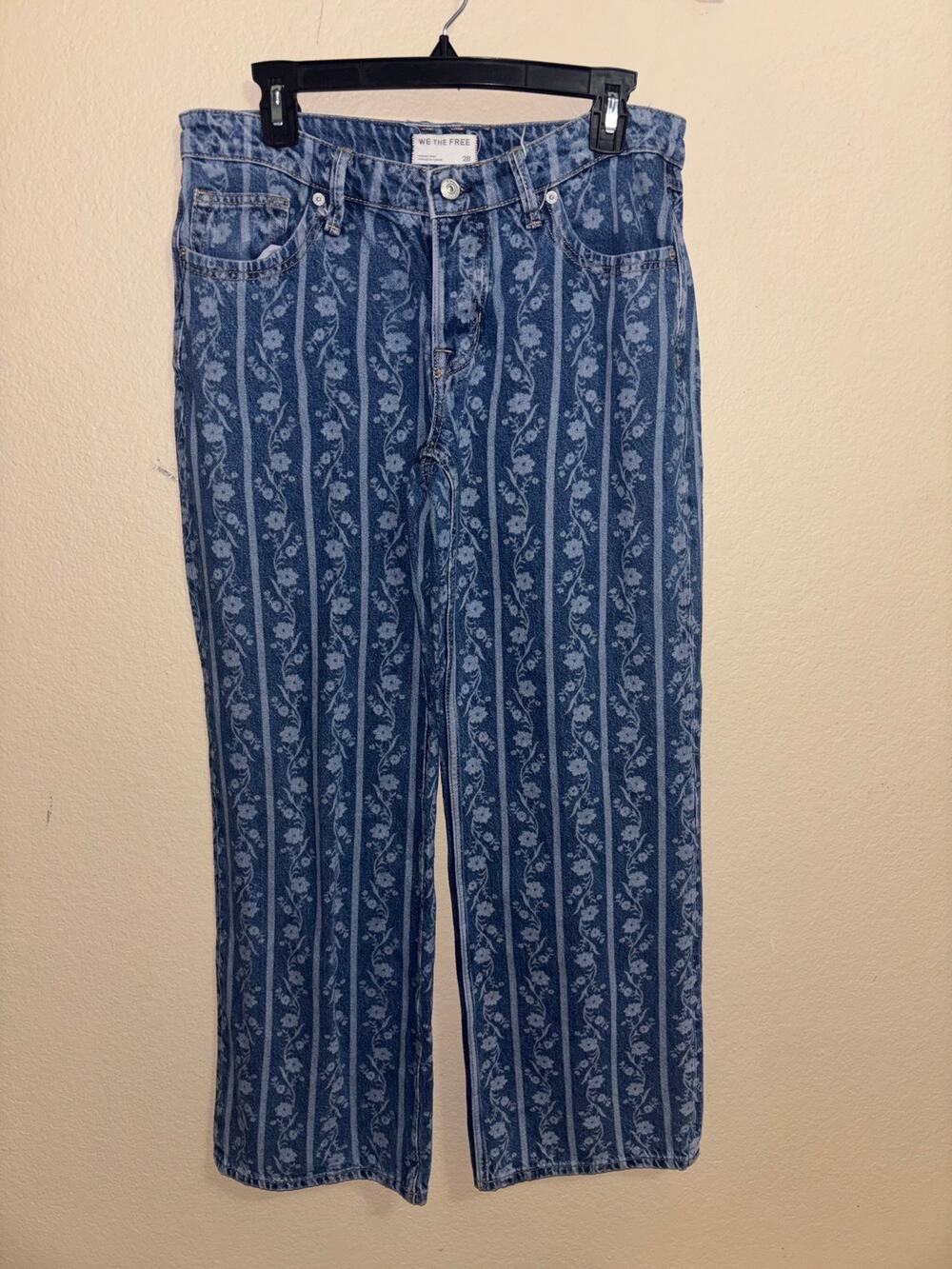 We the free button butterfly flower, printed jeans